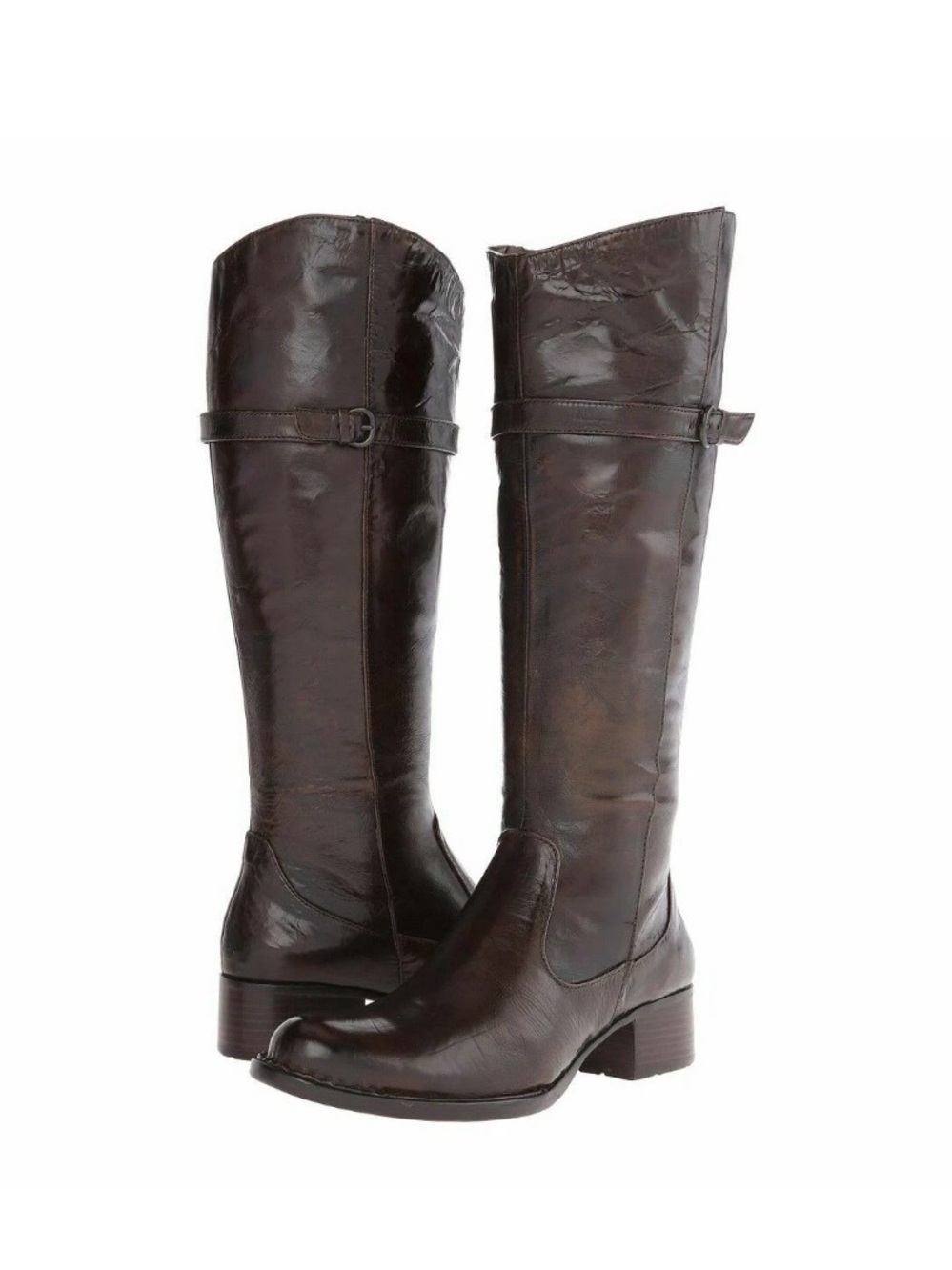 Born Crown “Wylla” Zip-On Riding Boots - Dark Brown Leather